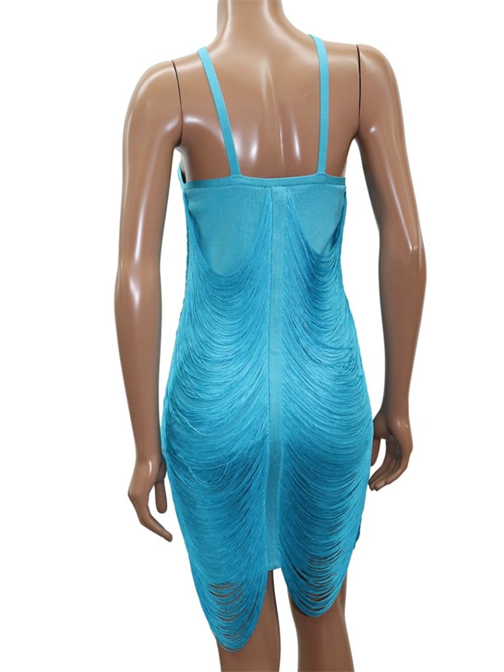 Marciano by Guess Analise Turquoise Bandage Dress Fringe Halter Mini M - Picture 6 of 6